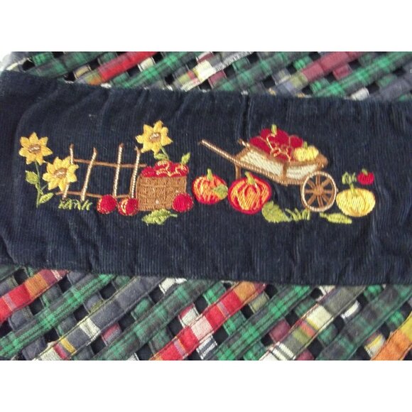 Casey & Max Vest Womens Medium Blue Pumpkin Autumn Fall Lattice Strip Embroidery - Picture 6 of 11